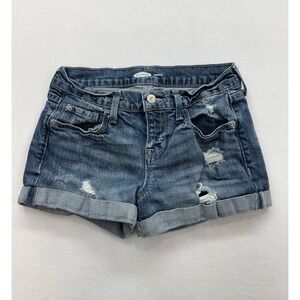 Women's Boyfriend Cuffed Denim Distressed Shorts Size 2 Medium Wash Old Navy